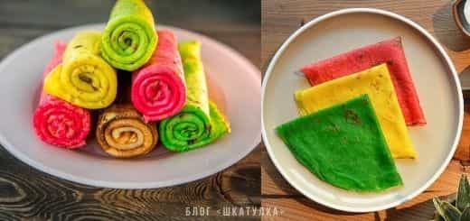 Цветные блинчики на праздник Масленица